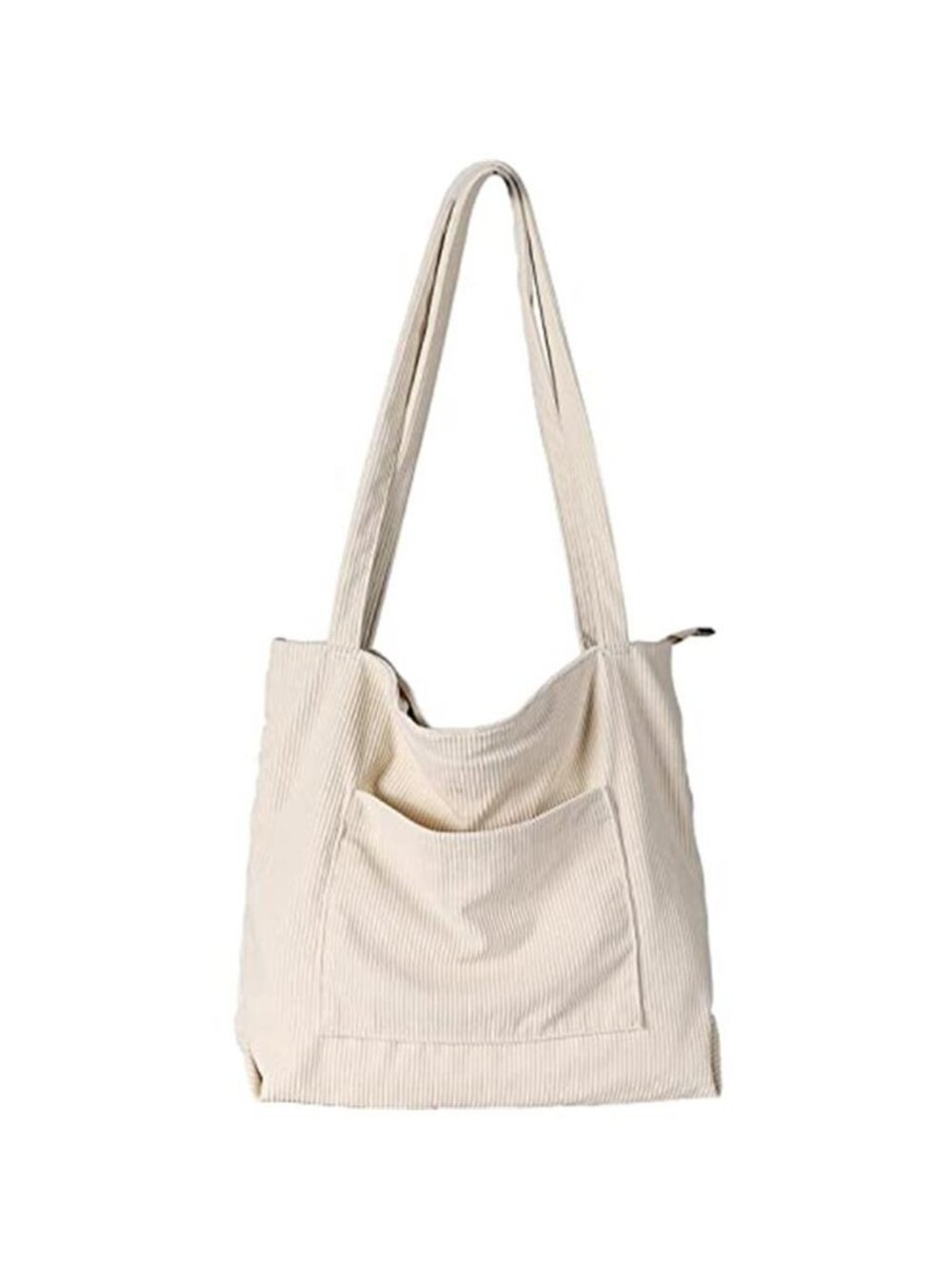 Cream Corduroy Tote Bag Large Casual Shoulder Bag Work School Shopping Purse